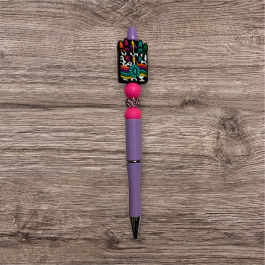 Crayons (purple pen)