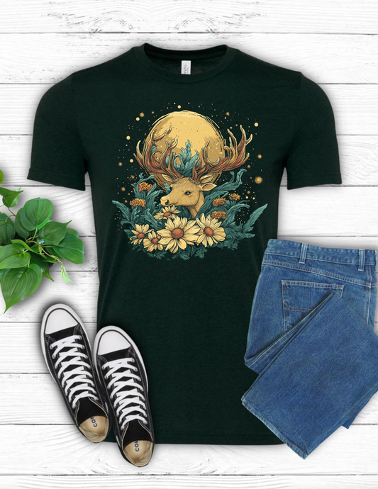 Vintage Deer with Flowers