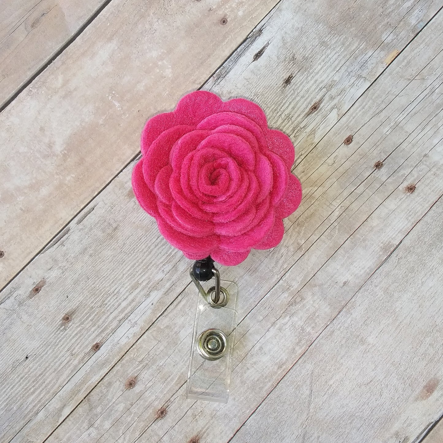 Pink felt Flower Badge Reel