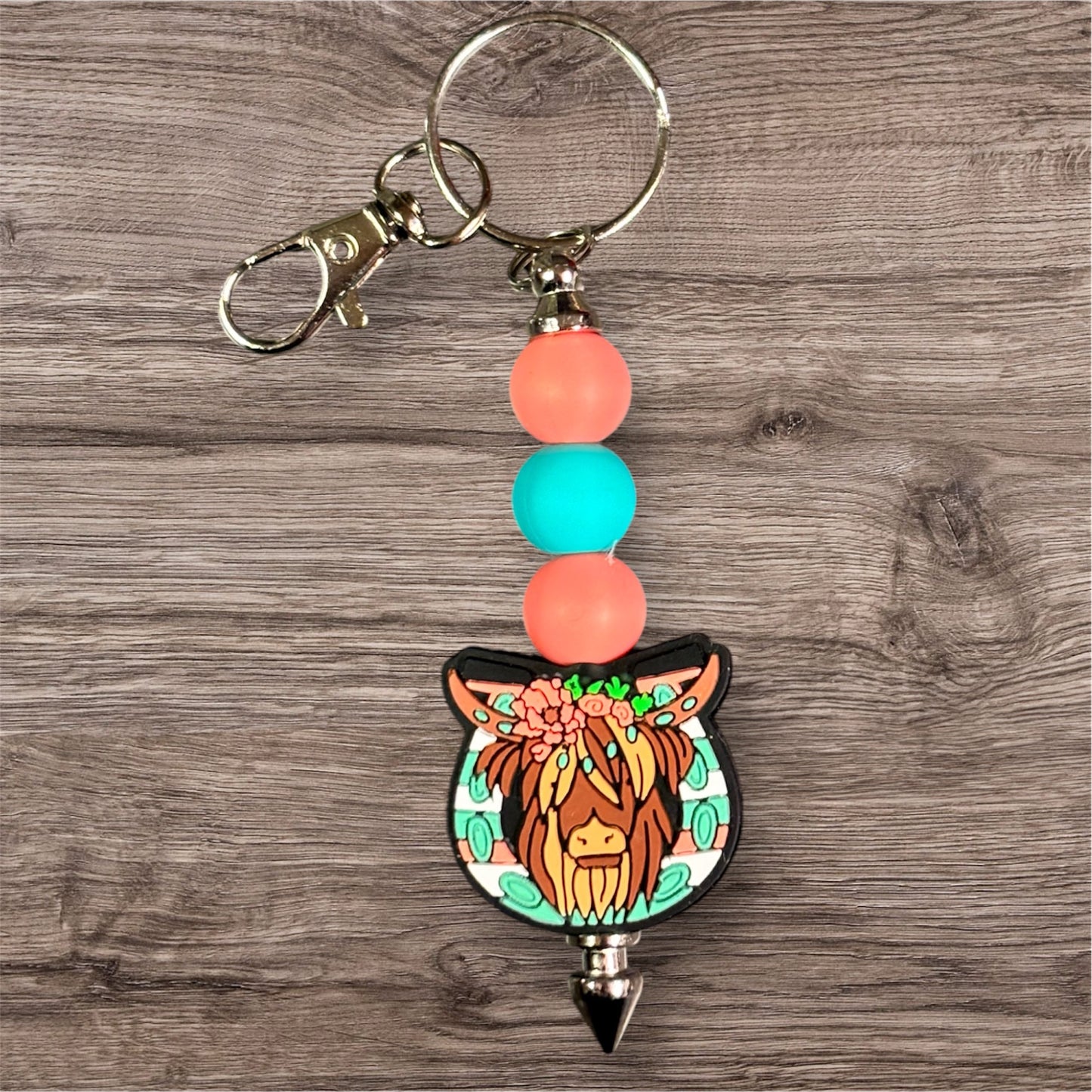 Highland Cow mint/coral