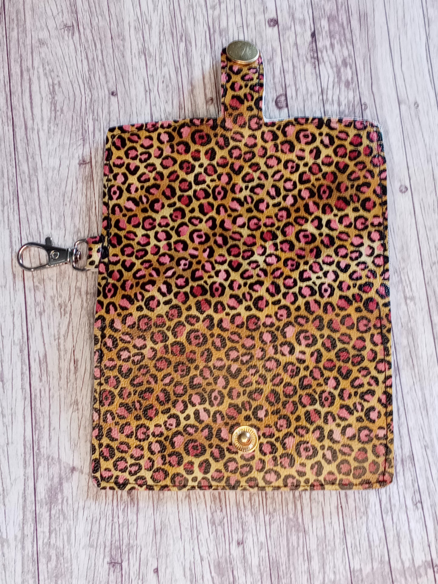 Pink leopard 2 pocket mini wallet/keychain wallet