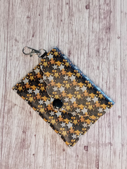 Gold and silver stars mini wallet/keychain wallet