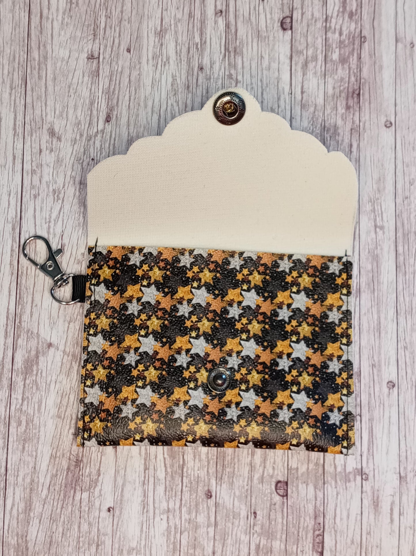 Gold and silver stars mini wallet/keychain wallet