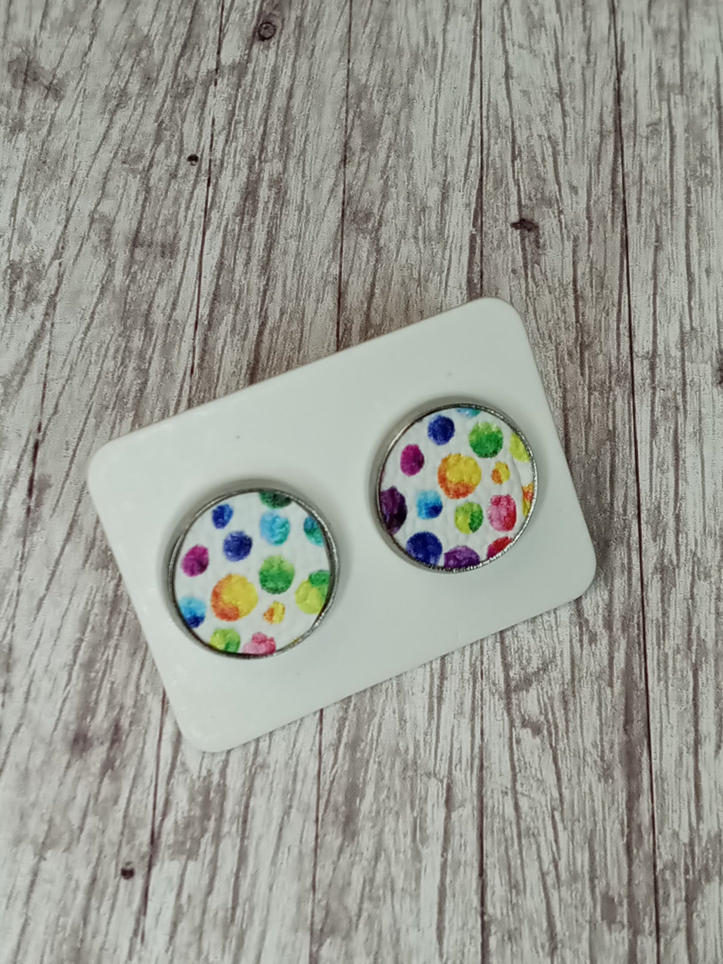 Faux leather stud earrings 12MM.