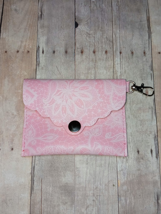 Pink and black design mini keychain wallet