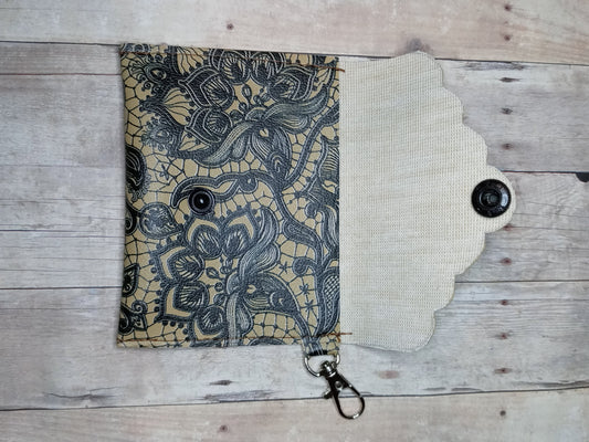 Tan and black design mini keychain wallet