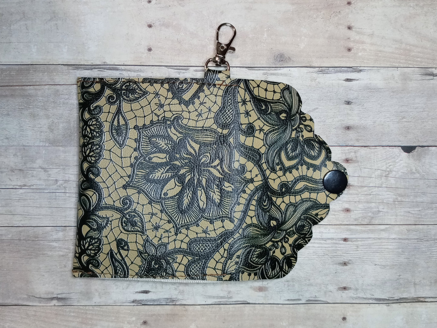 Tan and black design mini keychain wallet