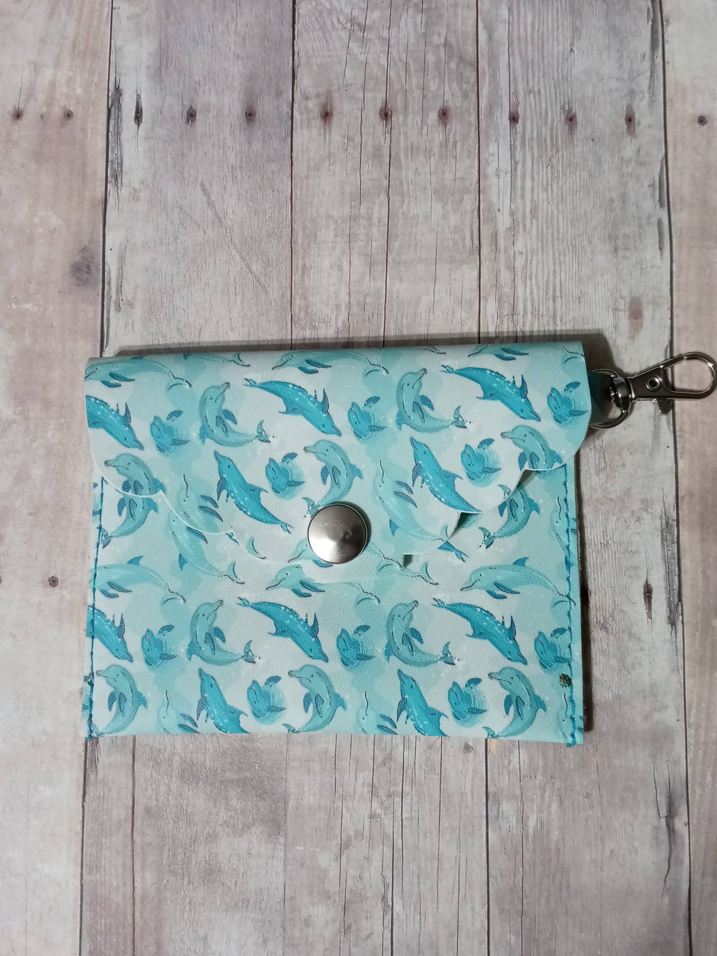 Bluish green dolphin mini keychain wallet