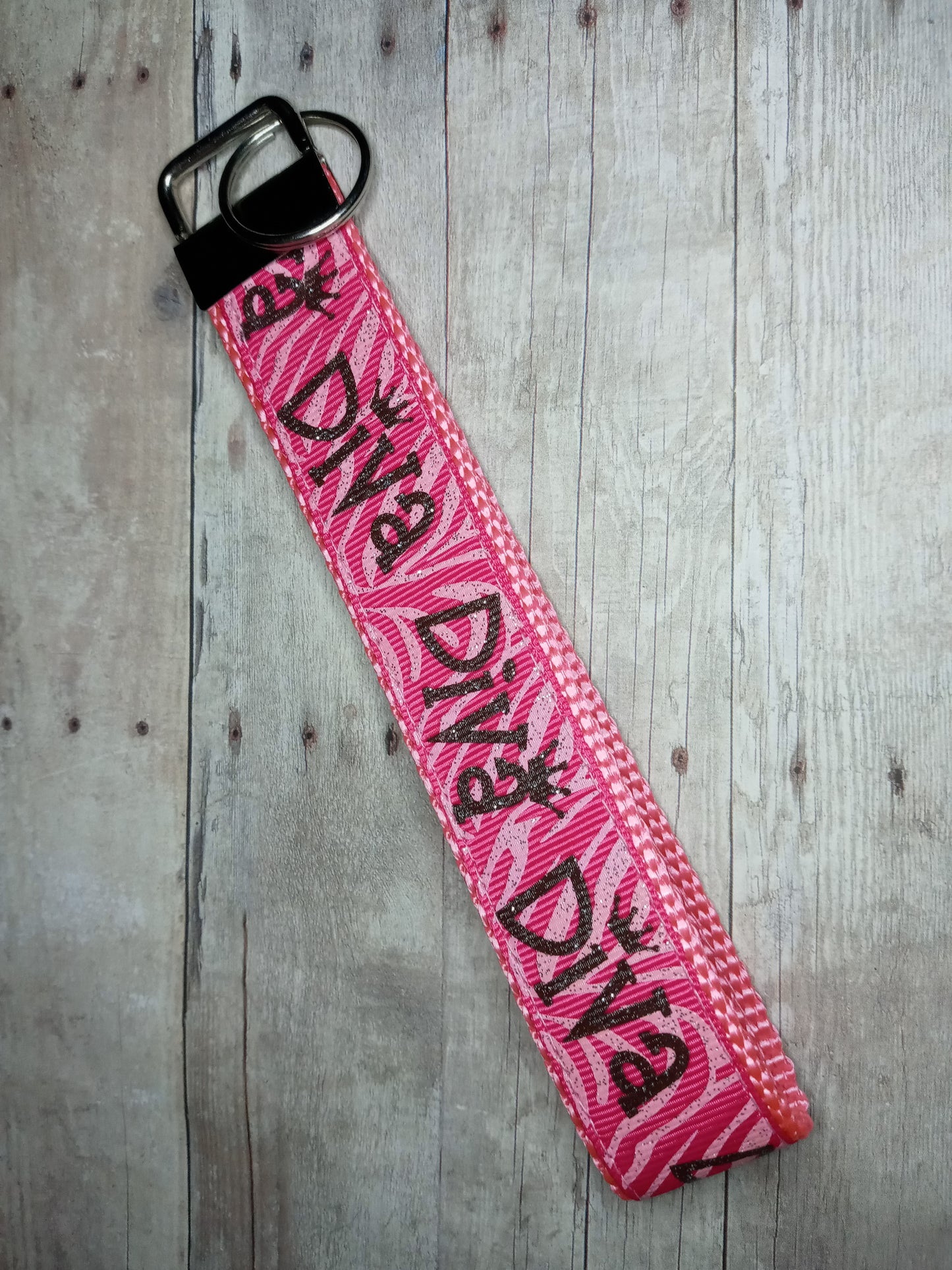 Pink Diva glitter 6" keychain