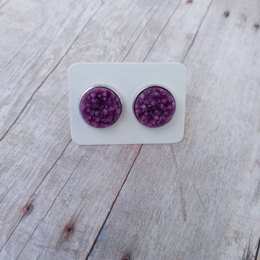 Grape purple Stud Earrings 12MM