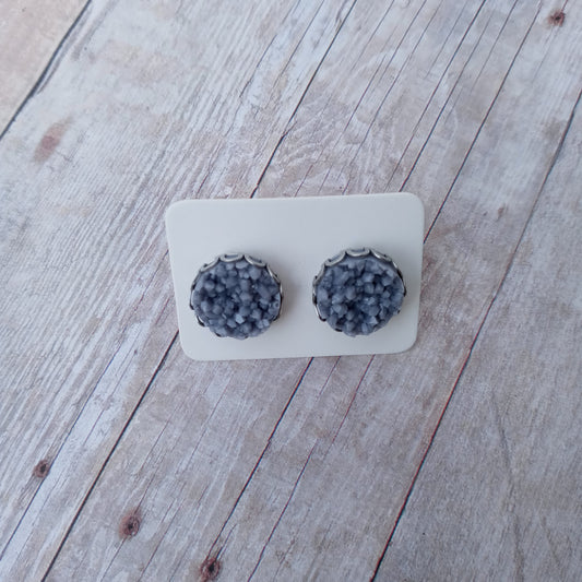 Grey druzy stud earrings 12MM