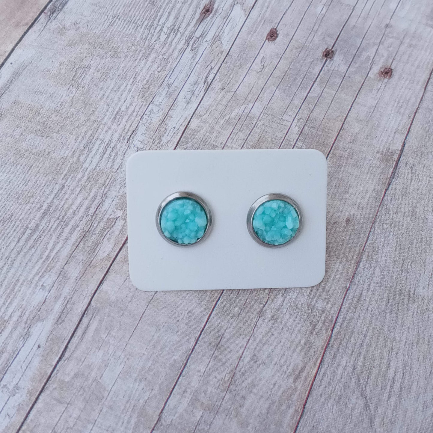 Mint druzy stud earrings 8MM