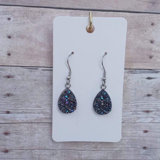 Mystic druzy teardrop dangle