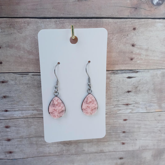 Light pink druzy teardrop dangle