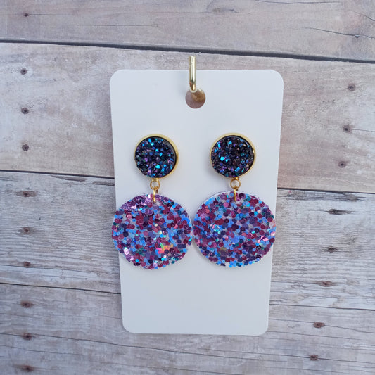 Multi-color purple glitter with mystic druzy