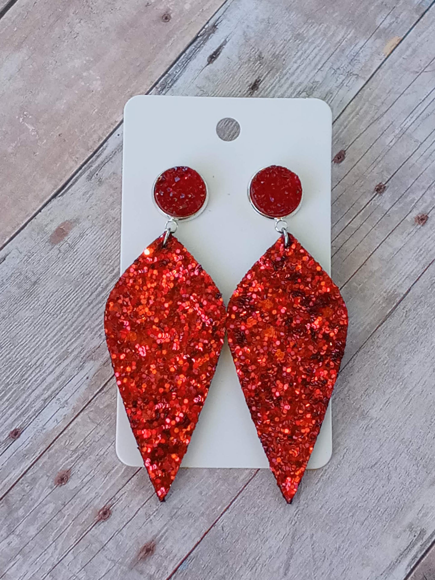 Red Glitter 2.5" dangly earrings