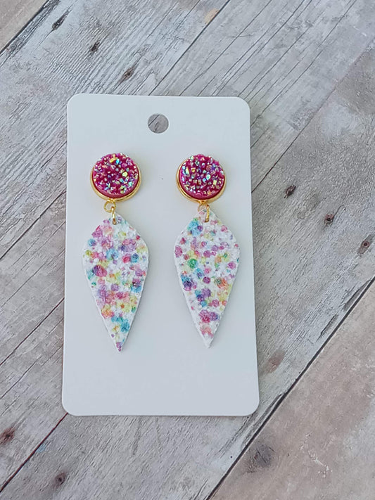 Pink and Confetti Glitter 1.5" dangly earrings