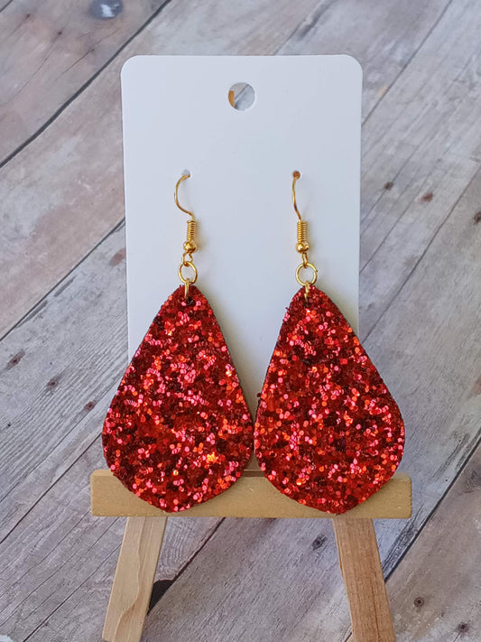 Red Glitter 2" dangly earrings