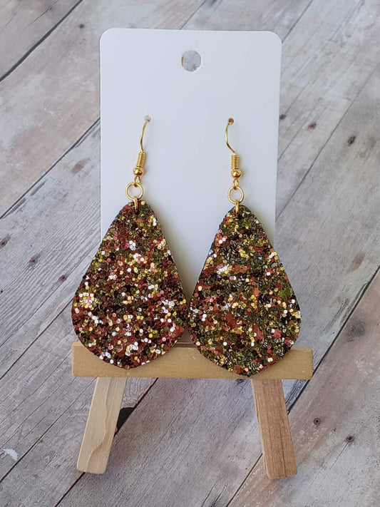 Copper Glitter 2" dangly earrings