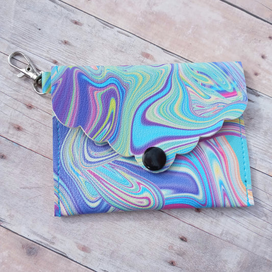 Colorful oil spill mini wallet/keychain wallet