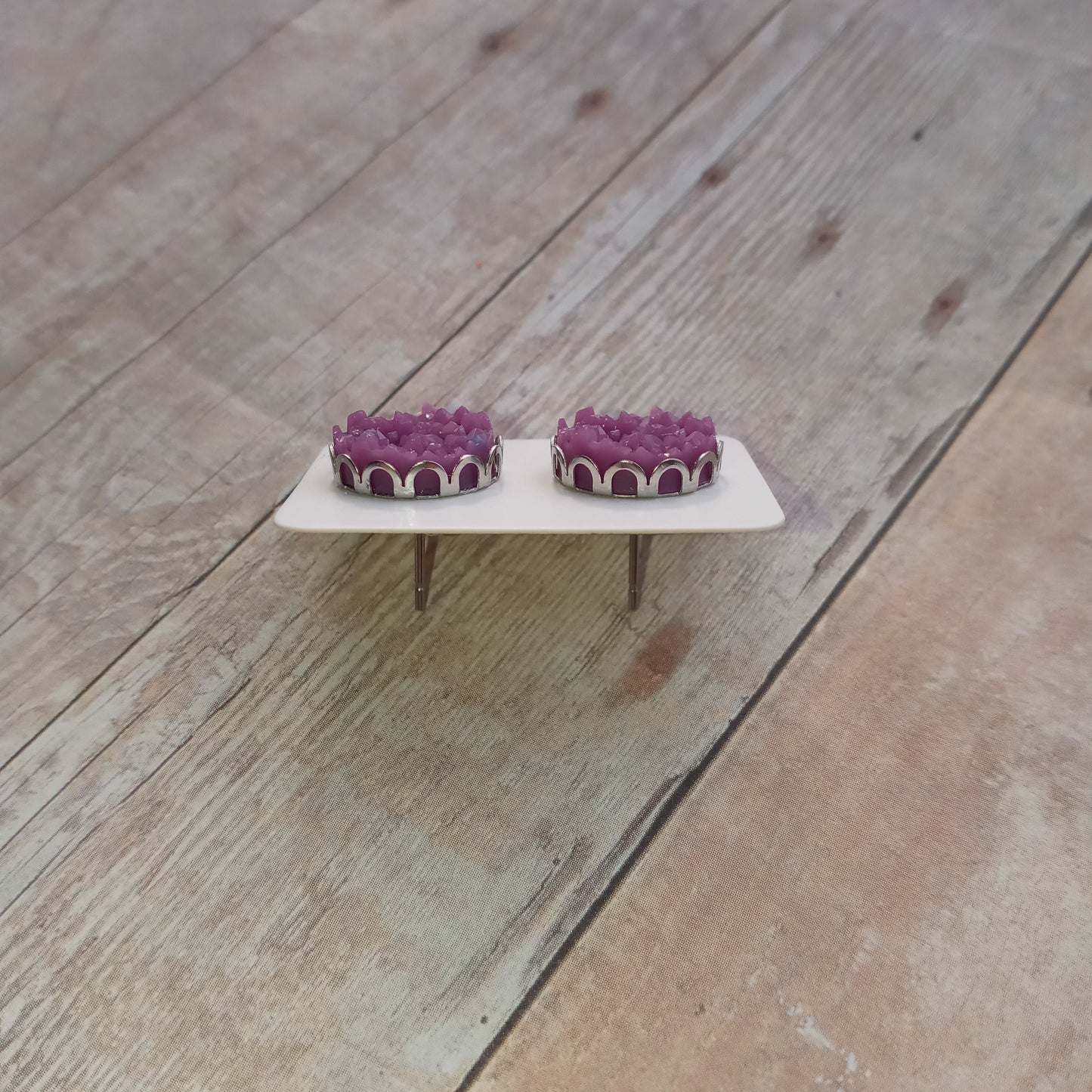 Grape purple Druzy Stud Earrings in Crown setting 12MM