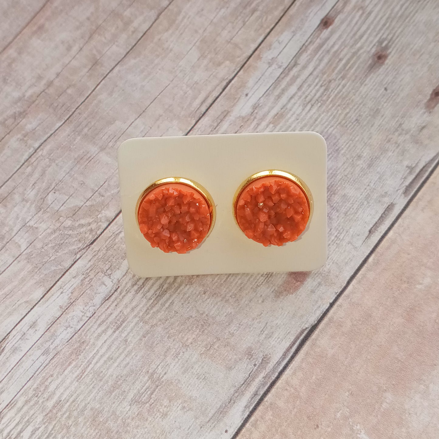 Burnt orange Druzy Stud Earrings 12MM