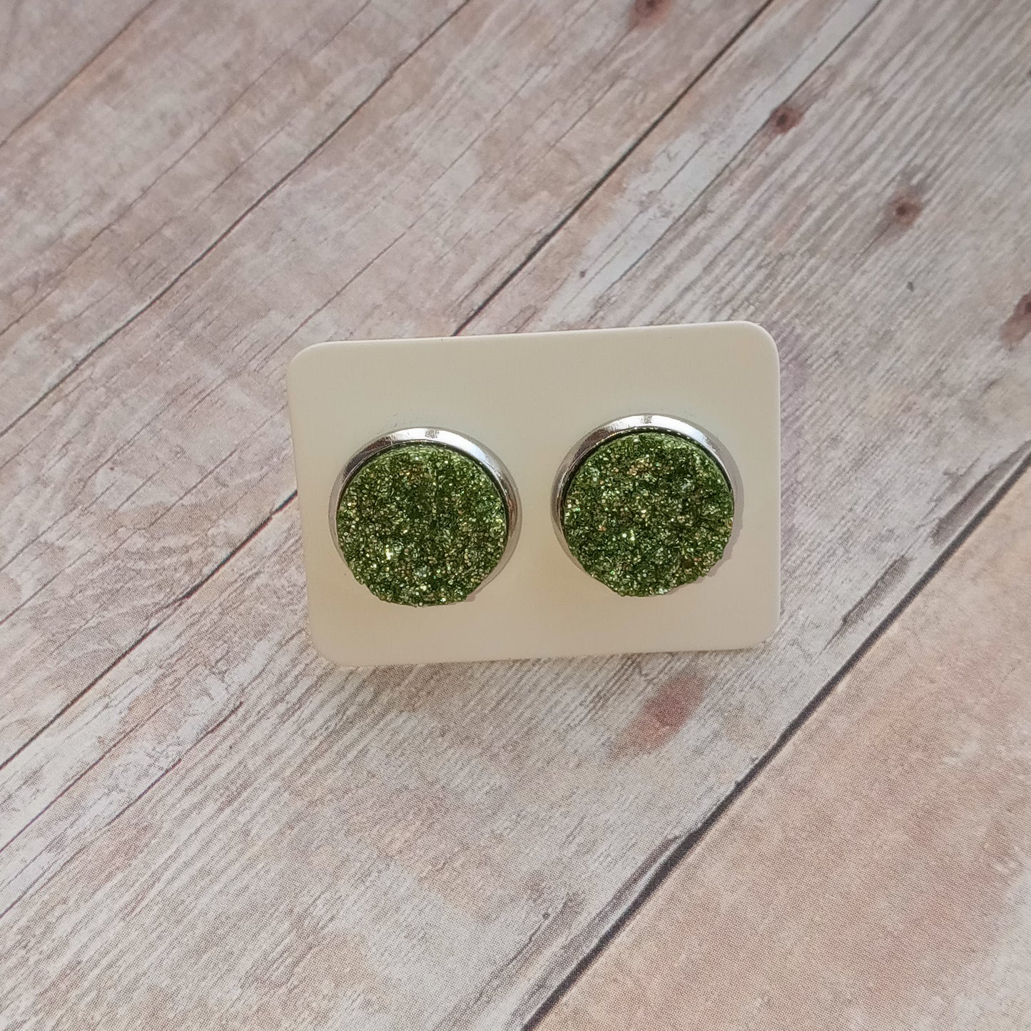 Light green Druzy Stud Earrings 12MM