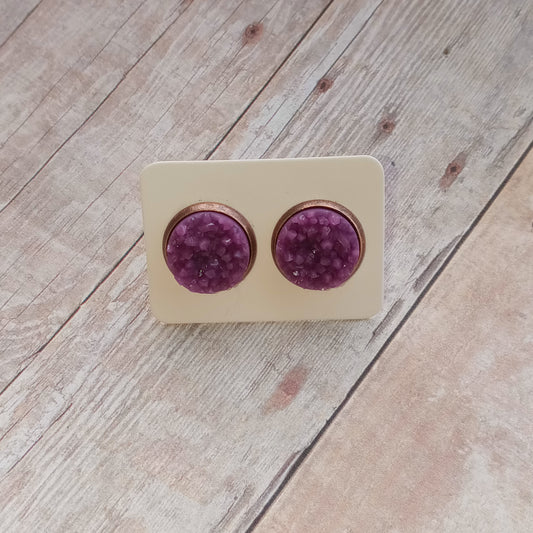 Grape Druzy Stud Earrings 12MM