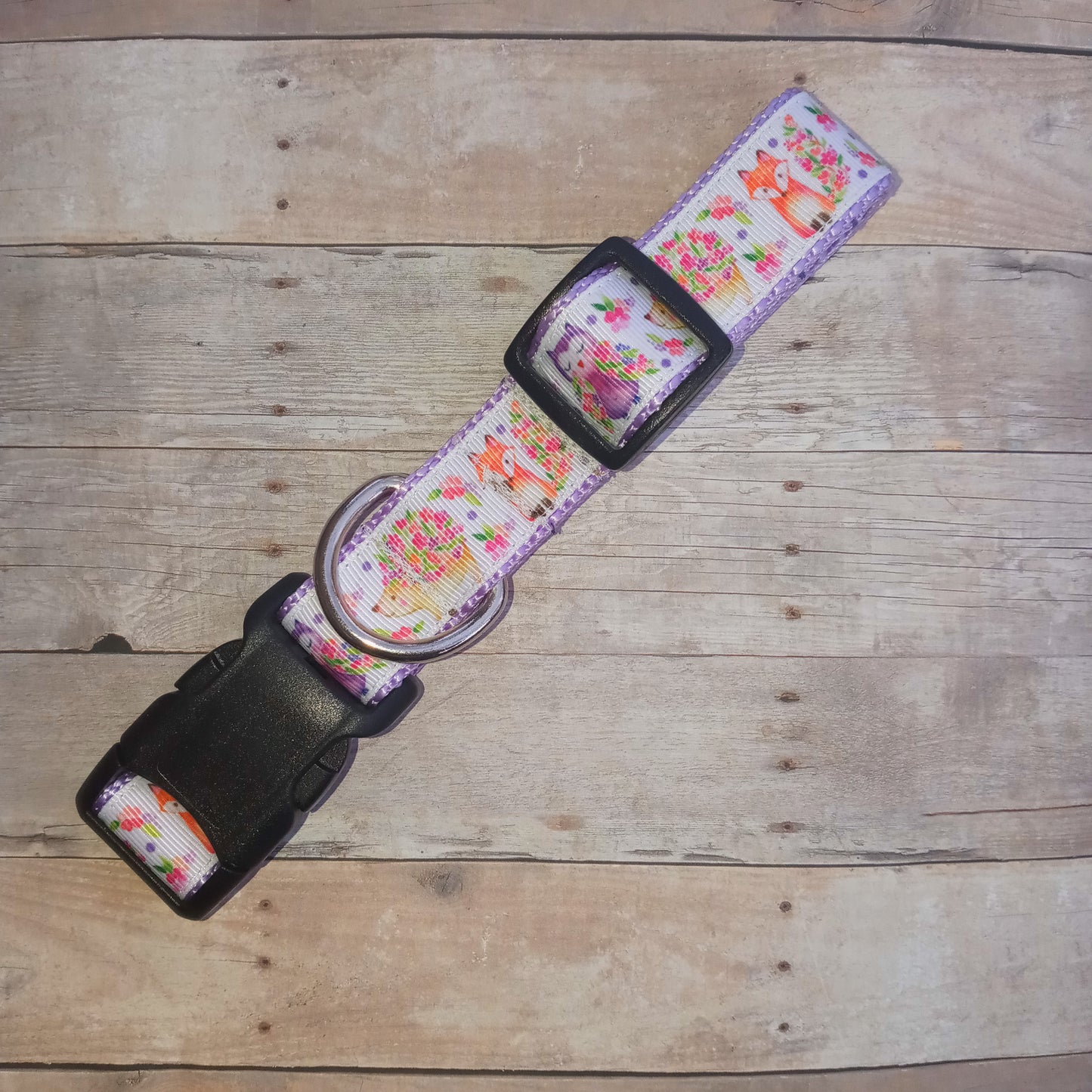 Woodland animals dog collar