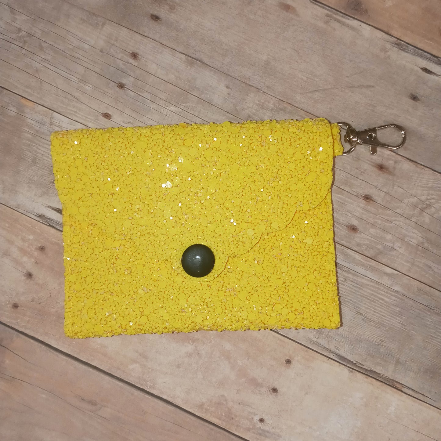 Yellow glitter mini wallet/keychain wallet