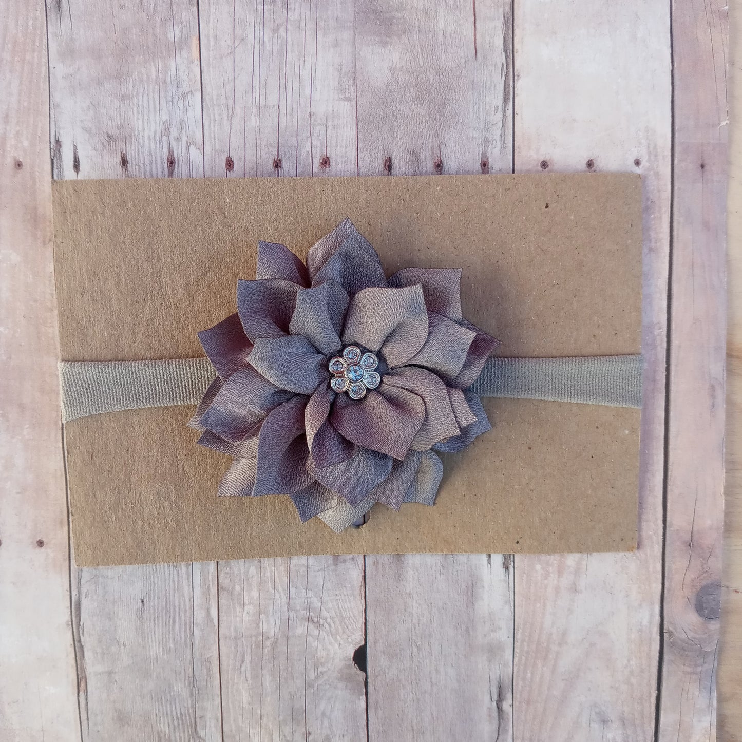 Grey flower on grey nylon headband