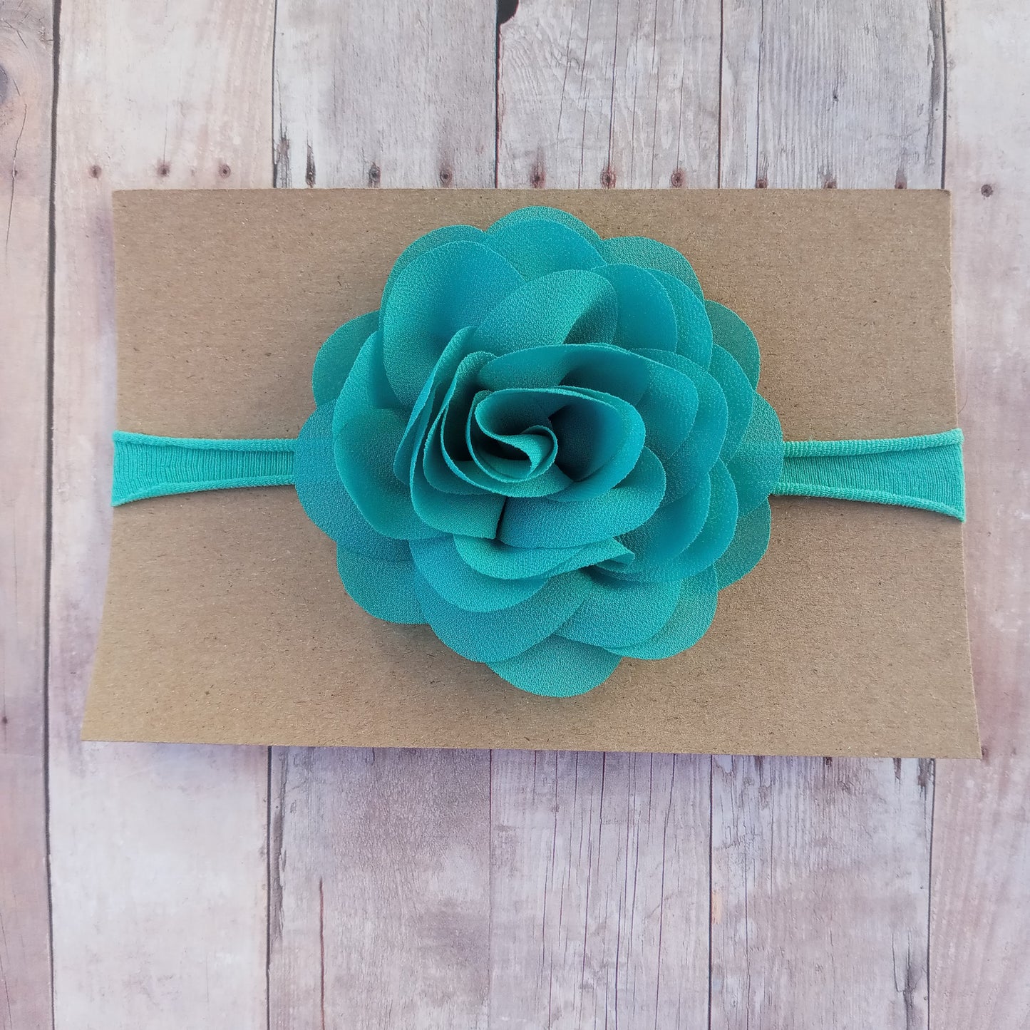 Teal flower on teal nylon headband