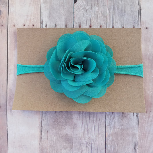 Teal flower on teal nylon headband