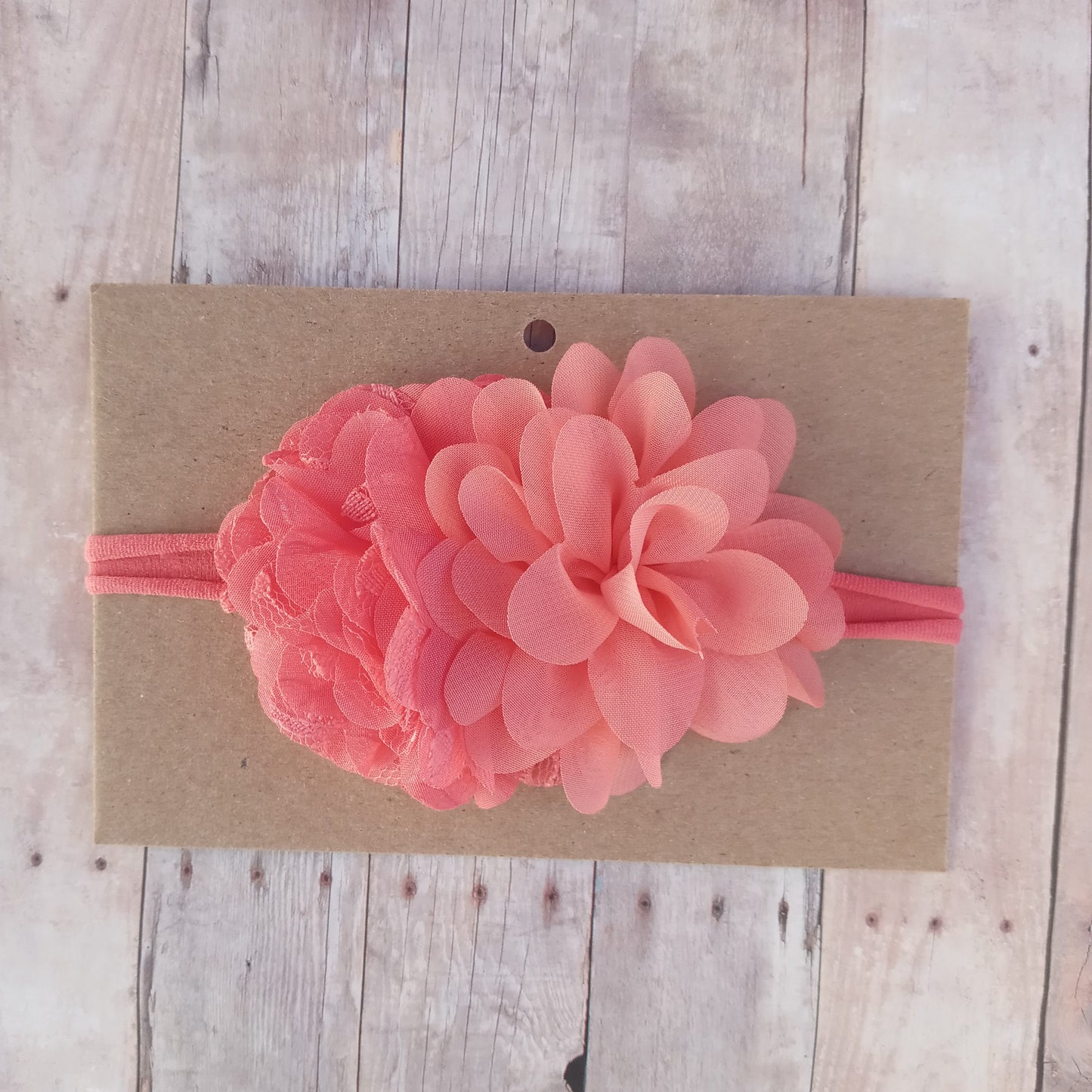 Coral double flower nylon headband