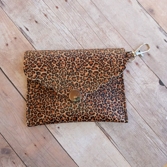 Leopard print mini wallet/keychain wallet