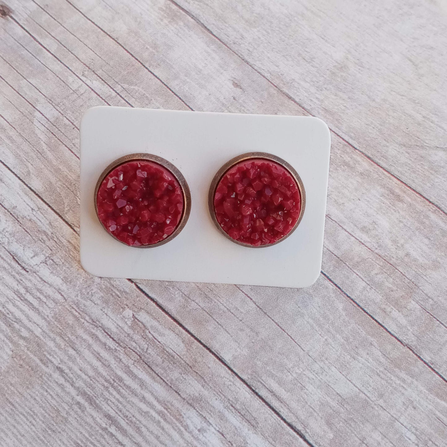 Burgandy Stud Earrings 12MM