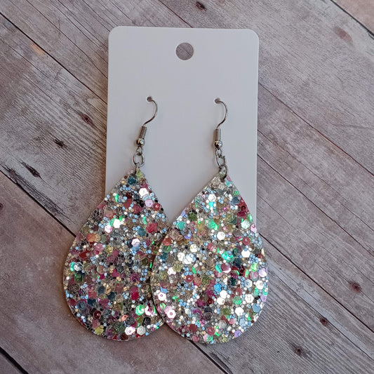 Multi Glitter 2 1/4" dangly earrings