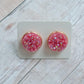 Pink Druzy Stud Earrings 12MM