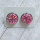 Pink Druzy Stud Earrings 12MM