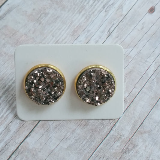 Rose Gold Druzy Stud Earrings 12MM