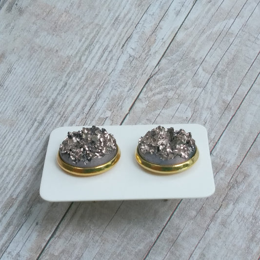 Rose Gold Druzy Stud Earrings 12MM