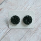 Black Druzy Stud Earrings in Crown setting 12MM