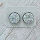 White Druzy Stud Earrings 12MM