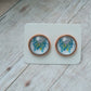 Blue and Yellow Butterfly Glass Cabochon Stud Earrings 12MM