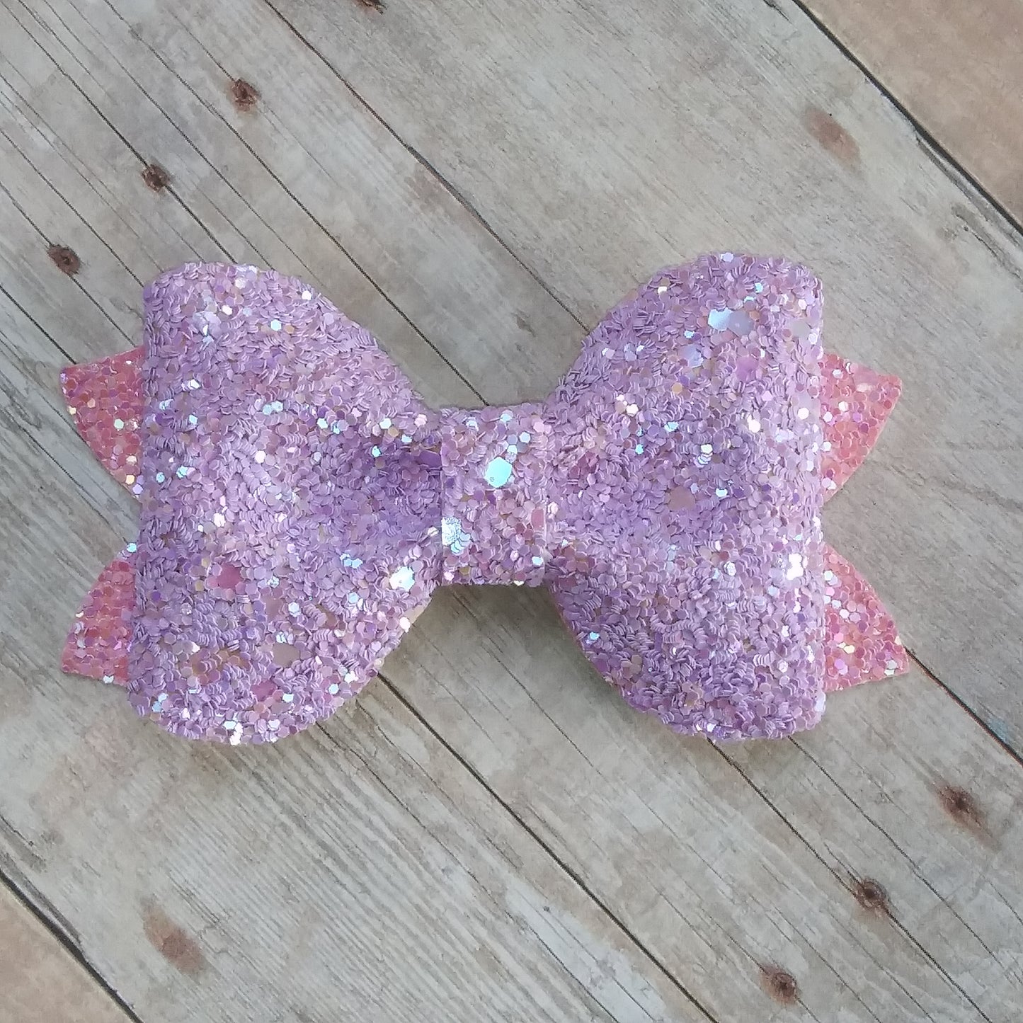 Pink and Purple Glitter 3.5" single layer pinch bow