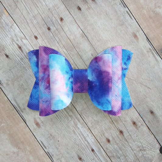 Pink, Purple, Blue Marbled 3.5" Double Layer Bow