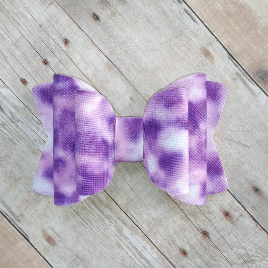 Purple and White Marbled 3.5" Double Layer Bow