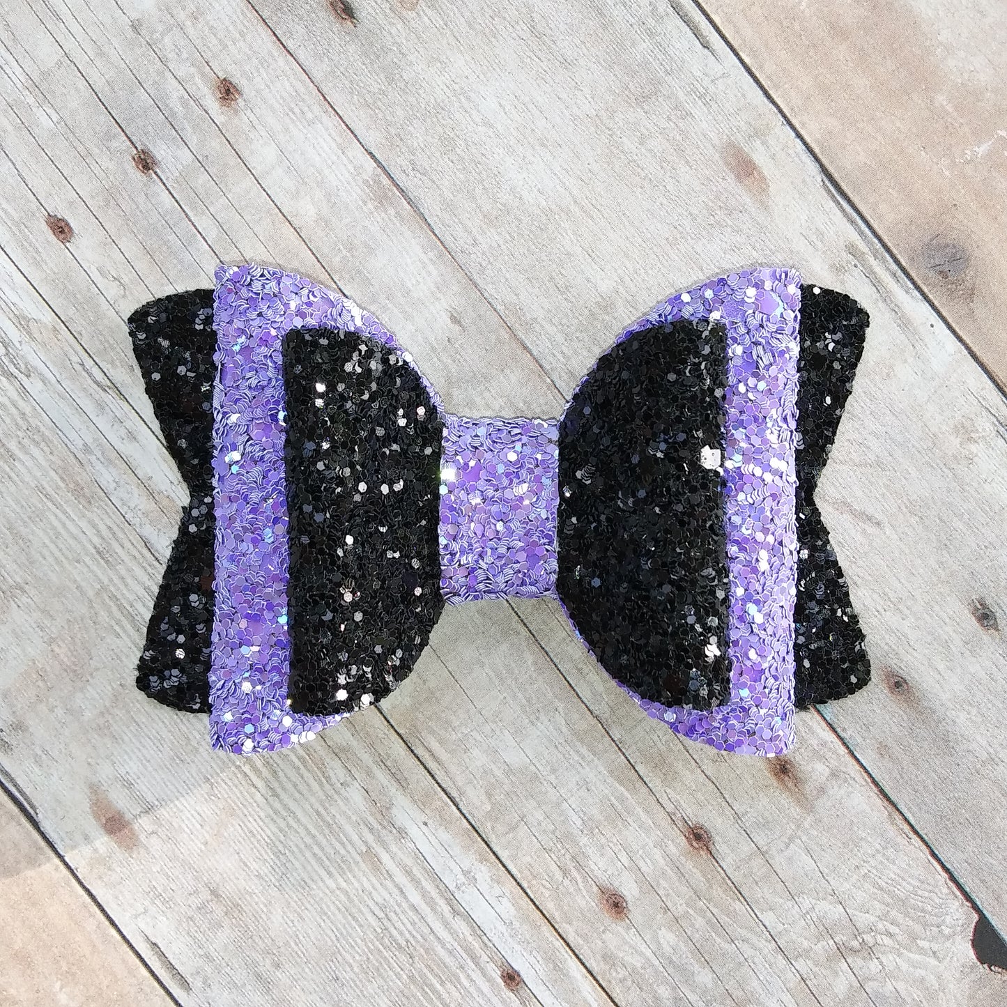 Purple and Black Glitter 3.5" Double Layer Bow