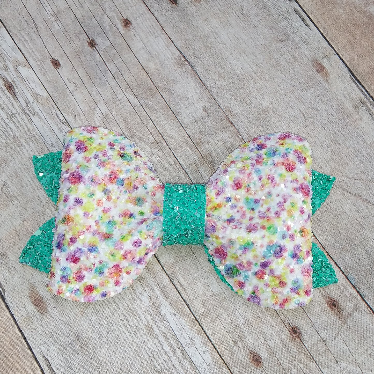 Mint green and Confetti Glitter 3.5" single layer pinch bow