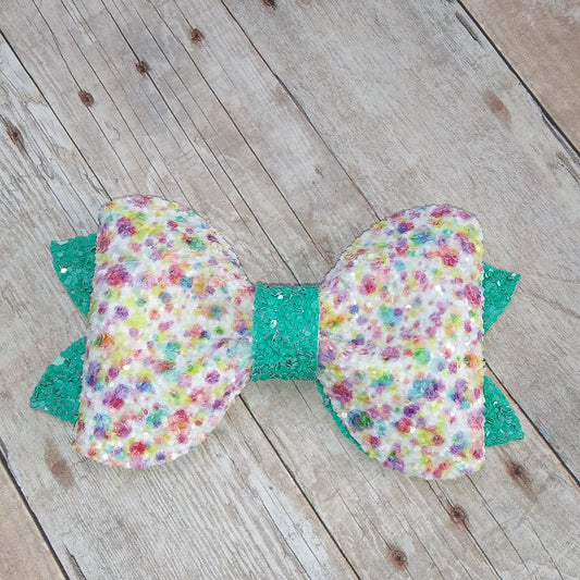 Mint green and Confetti Glitter 3.5" single layer pinch bow